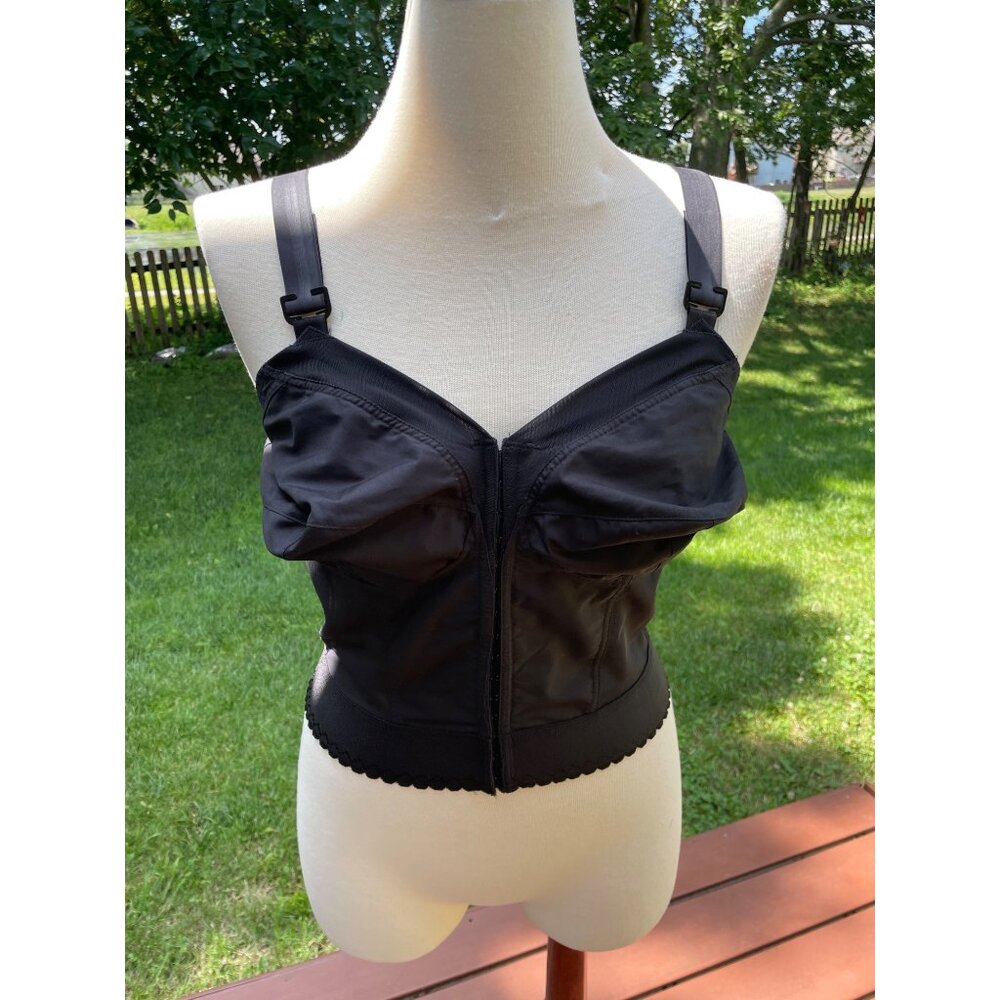 Exquisite Form Longline Bra 38DD Black Nylon & Spandex
